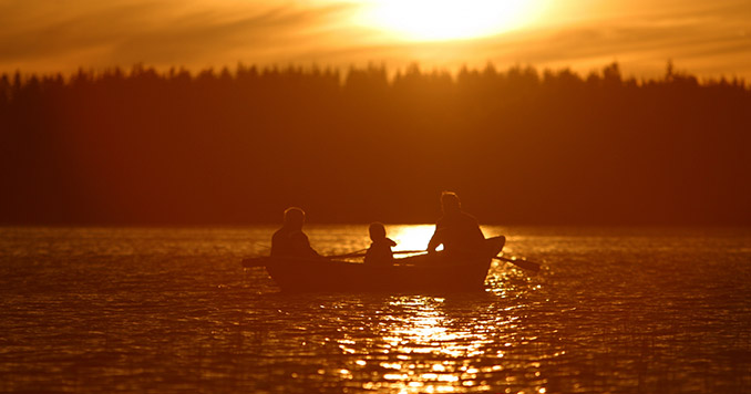 Boating on lake Saimaa, Finland